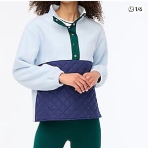 J. crew fleece quilted bottom pullover